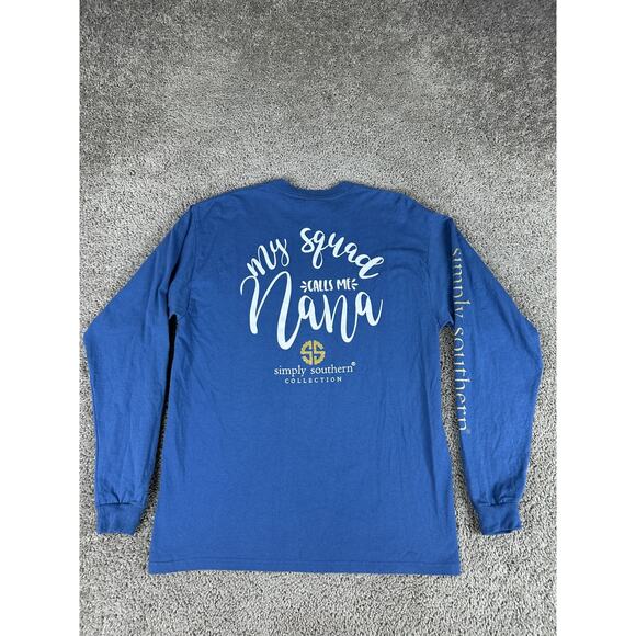 Simply Southern Shirt Womens L Blue Grandma Glitter Squad Calls Me Nana Ladies - Picture 1 of 11